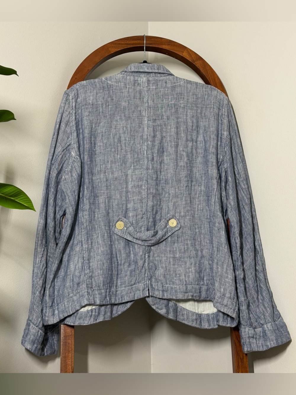 CP Shades XL Blue Chambray Dree 100% Linen Blazer Jacket - Picture 3 of 10